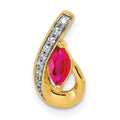 14k Diamond and .28 Marquise Ruby Teardrop Chain Slide, 0.326 ct