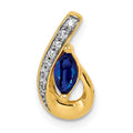 14k Diamond and .28 Marquise Sapphire Teardrop Chain Slide, 0.326 ct