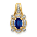 14k Diamond and Oval Sapphire Fancy Vintage Pendant, 1.056 ct, 19.5 x 10.5 mm