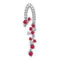 14k White Gold 1/5 carat Lab Grown Diamond VS/SI+ G+ and Lab Created Ruby Slide Pendant, 0.632 ct, 34.75 x 9 mm