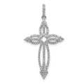 14k White Gold 1/3 carat Diamond Fancy Cross Pendant, 0.348 ct, 37.5 x 20 mm