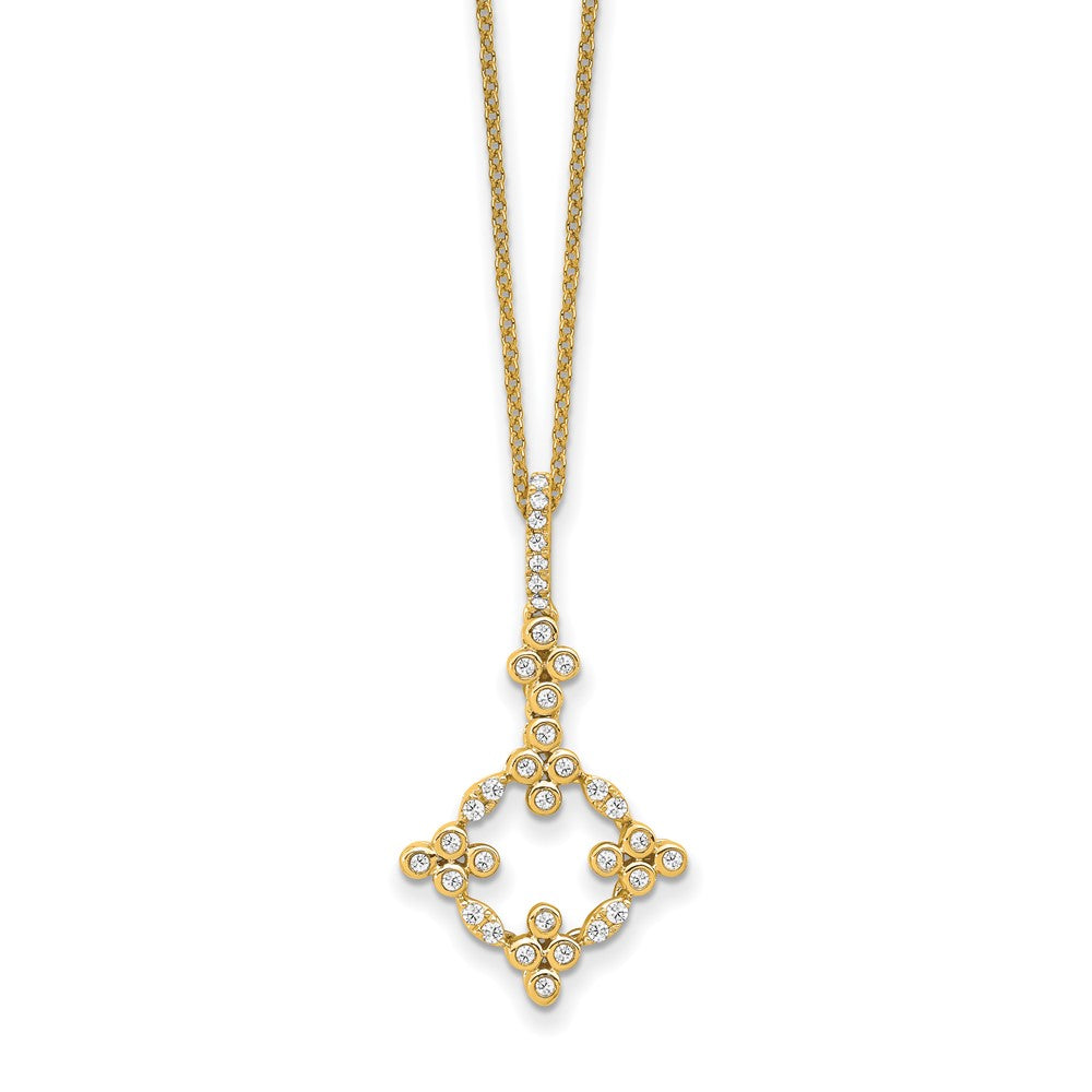 True Origin 14K Yellow Gold 1/4 carat Lab Grown Diamond VS+ F+ Complete 18 in Bloom Floral Necklace, 0.242 ct, 18 x 16.49 mm