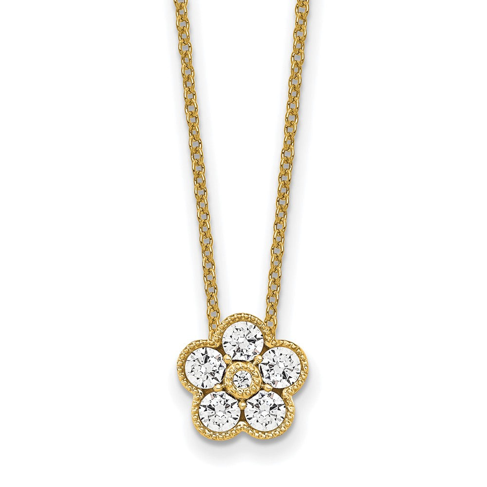 True Origin 14K Yellow Gold 1/2 carat Lab Grown Diamond VS+ F+ Complete 18 in Floral Necklace, 0.512 ct, 18 x 9.03 mm