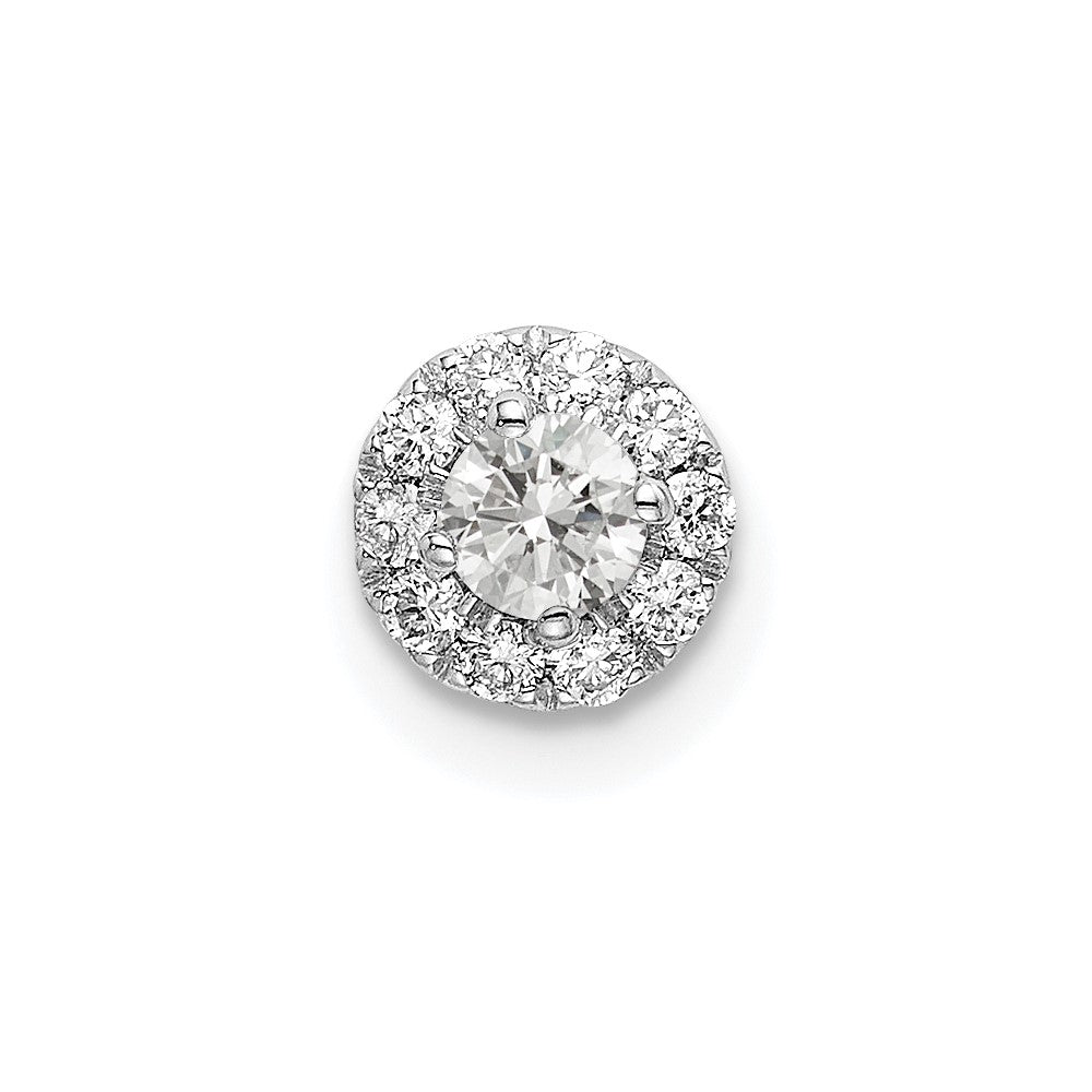 14k White Gold 1/4 carat Lab Grown Diamond VS/SI+ G+ Round Halo Chain Slide Pendant, 0.24 ct, 6.25 x 5.6 mm