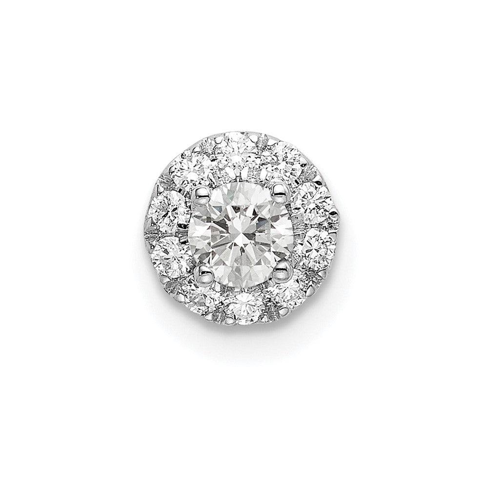 14k White Gold 1/3 carat Lab Grown Diamond VS/SI+ G+ Round Halo Chain Slide Pendant, 0.33 ct, 6.9 x 6.7 mm
