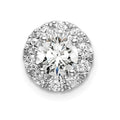 14k White Gold 1 carat Lab Grown Diamond VS/SI+ G+ Round Halo Chain Slide Pendant, 0.97 ct, 9 x 10.1 mm