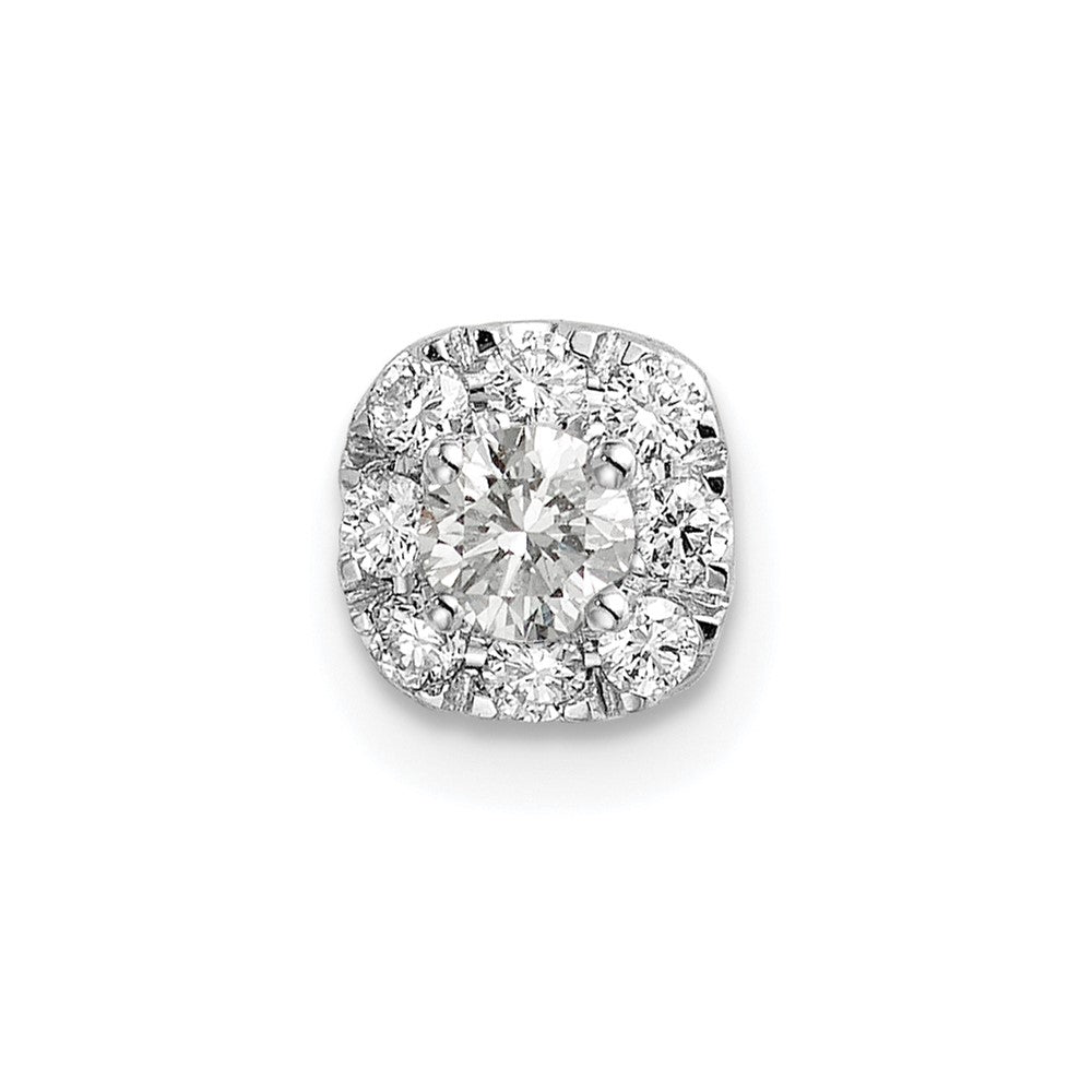 14k White Gold 1/4 carat Lab Grown Diamond VS/SI+ G+ Complete Cushion Halo Chain Slide Pendant, 0.25 ct, 6 x 6 mm