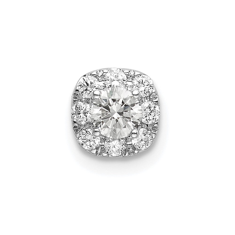 14k White Gold 1/3 carat Lab Grown Diamond VS/SI+ G+ Complete Cushion Halo Chain Slide Pendant, 0.34 ct, 6.5 x 6.5 mm