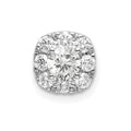 14k White Gold 1/2 carat Lab Grown Diamond VS/SI+ G+ Complete Cushion Halo Chain Slide Pendant, 0.522 ct, 8 x 8 mm