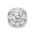 14k White Gold 3/4 carat Lab Grown Diamond VS/SI+ G+ Complete Cushion Halo Chain Slide Pendant, 0.758 ct, 9 x 9 mm