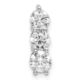 14k White Gold 3/4 carat Lab Grown Diamond VS/SI+ G+ Three Stone Chain Slide Pendant, 0.75 ct, 14.1 x 4.1 mm