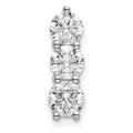 14k White Gold 1 carat Lab Grown Diamond VS/SI+ G+ Three Stone Chain Slide Pendant, 15.3 x 4.8 mm
