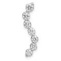 14k White Gold 1/2 carat Lab Grown Diamond VS/SI+ G+ Seven Stone Curved Bar Chain Slide Pendant, 0.515 ct, 22.15 x 6.5 mm