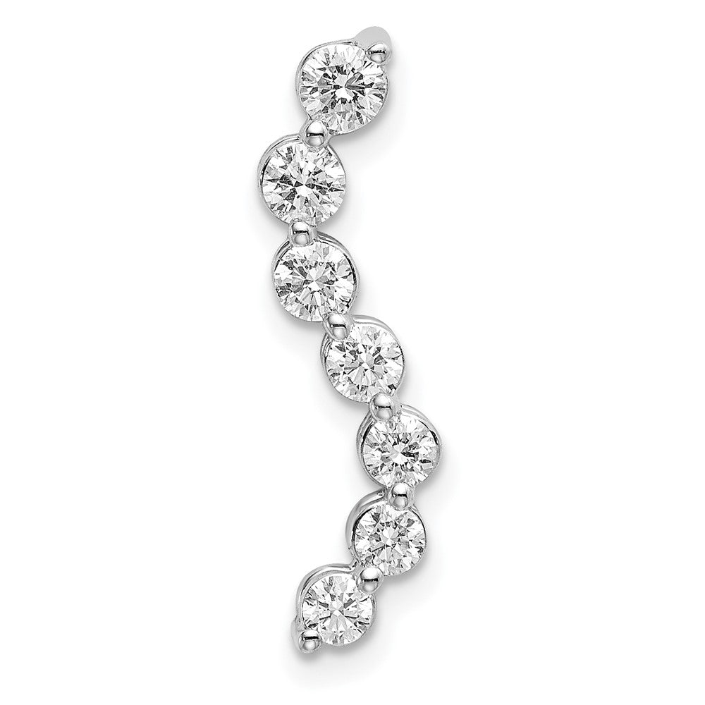 14k White Gold 1/2 carat Lab Grown Diamond VS/SI+ G+ Seven Stone Curved Bar Chain Slide Pendant, 0.515 ct, 22.15 x 6.5 mm