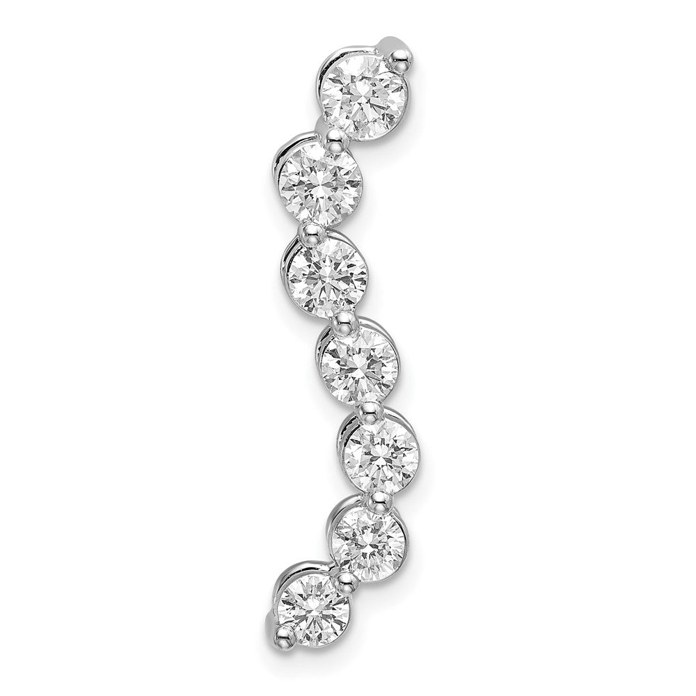14k White Gold 1 carat Lab Grown Diamond VS/SI+ G+ Seven Stone Curved Bar Chain Slide Pendant, 1.08 ct, 28.25 x 7 mm