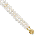14k 5-6mm White Near-Round Freshwater Cultured Pearl 2-Strand 7.5 inch Bracelet, 7.5 mm