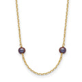 14k 5-6mm Black Near-Round Freshwater Cultured Pearl 9-Station 18 inch Necklace, 18 mm