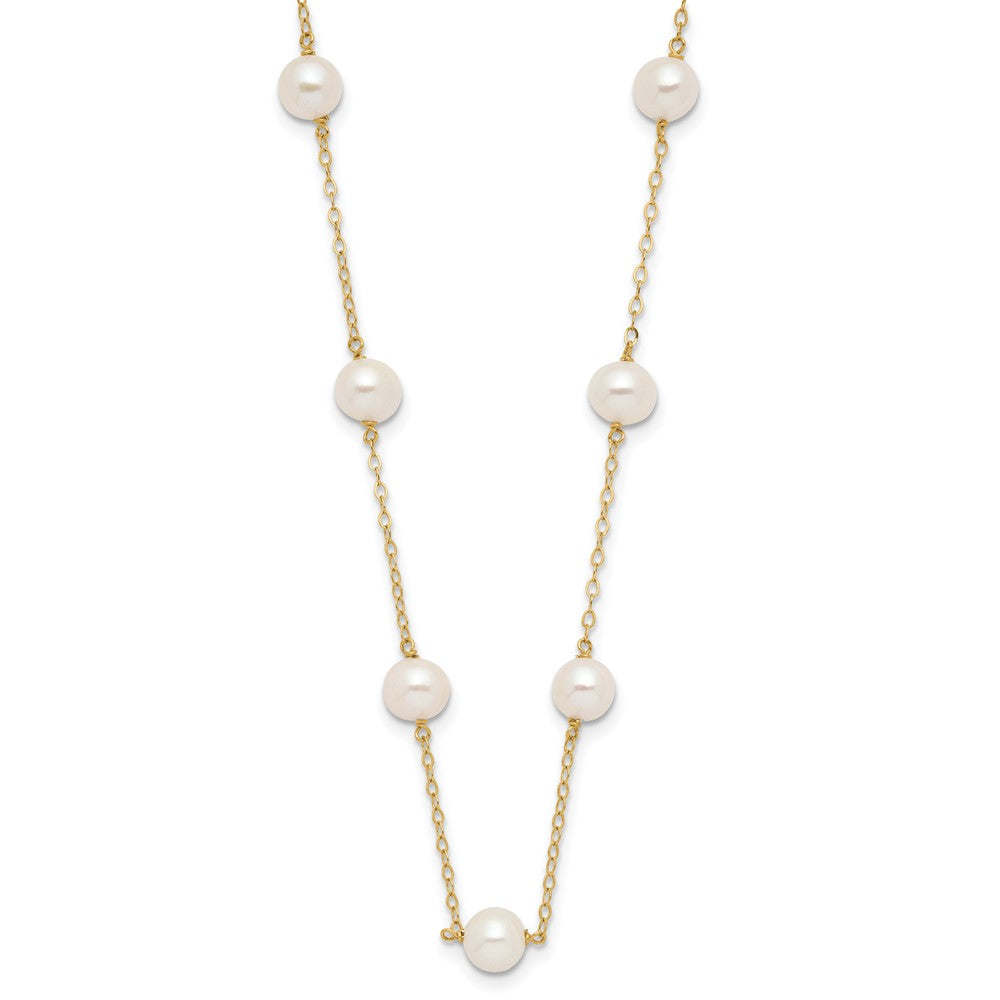 14k 5.5-6.5mm White Near-Round Freshwater Cultured Pearl 12-Station 16 inch Necklace, 16 mm