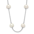 14k White Gold 6-7mm White Near-Round Freshwater Cultured Pearl 12-Station 16 inch Necklace, 16 mm