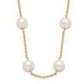 14k 8-9mm White Near-Round Freshwater Cultured Pearl 14-Station 18 inch Necklace, 18 mm