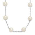 14k White Gold 8-9mm White Freshwater Cultured Pearl 14-Station 18 inch Necklace, 18 mm