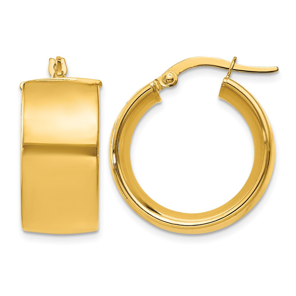 14k 9.75x23mm Polished Round Tube Hoop Earrings, 16 x 9.75 mm