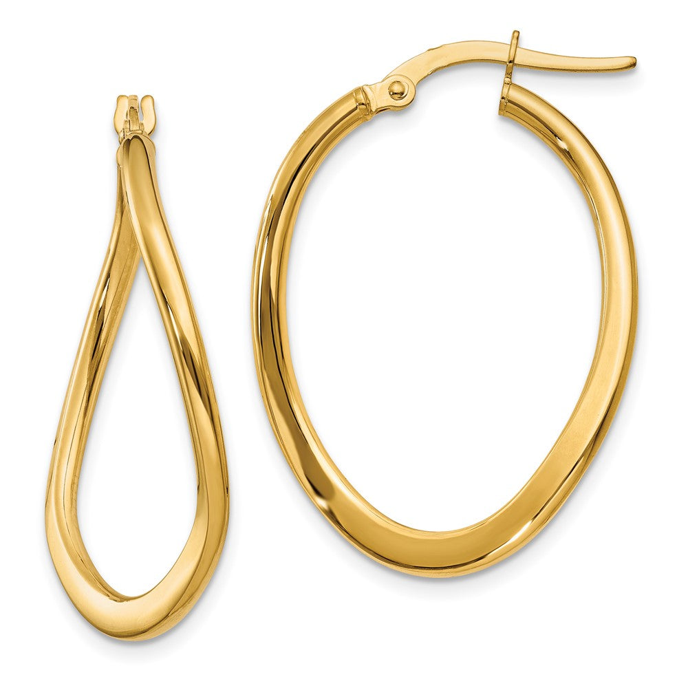 14k 2mm Polished Tapered Twist Hoop Earrings, 19 x 2 mm
