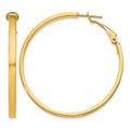 14k 3x45mm Polished Square Tube Omega Back Round Hoop Earrings, 45.75 x 3 mm