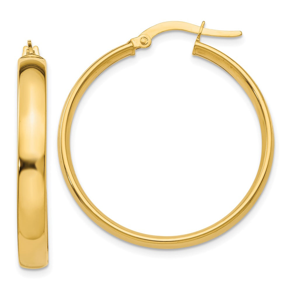 14k 4x30mm Polished Tube Hoop Earrings, 25 x 4 mm