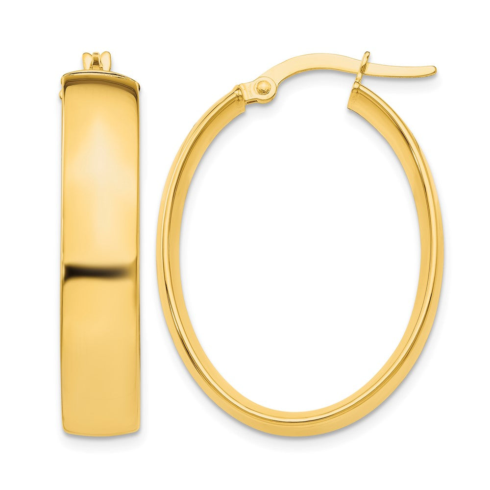 14k 5.75x31mm Polished Oval Tube Hoop Earrings, 18 x 5.75 mm