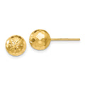 14k 8mm Diamond-cut Puffed Mirror Ball Post Earrings, 8 x 8 mm