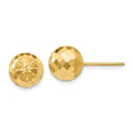14k 9mm Diamond-cut Puffed Mirror Ball Post Earrings, 9 x 9 mm