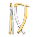 14K Two-tone Hinged Tube Earrings, 25 x 6 mm