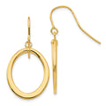 14k Polished Tapered Flat Oval Dangle French Hook Earrings, 40 x 18 mm