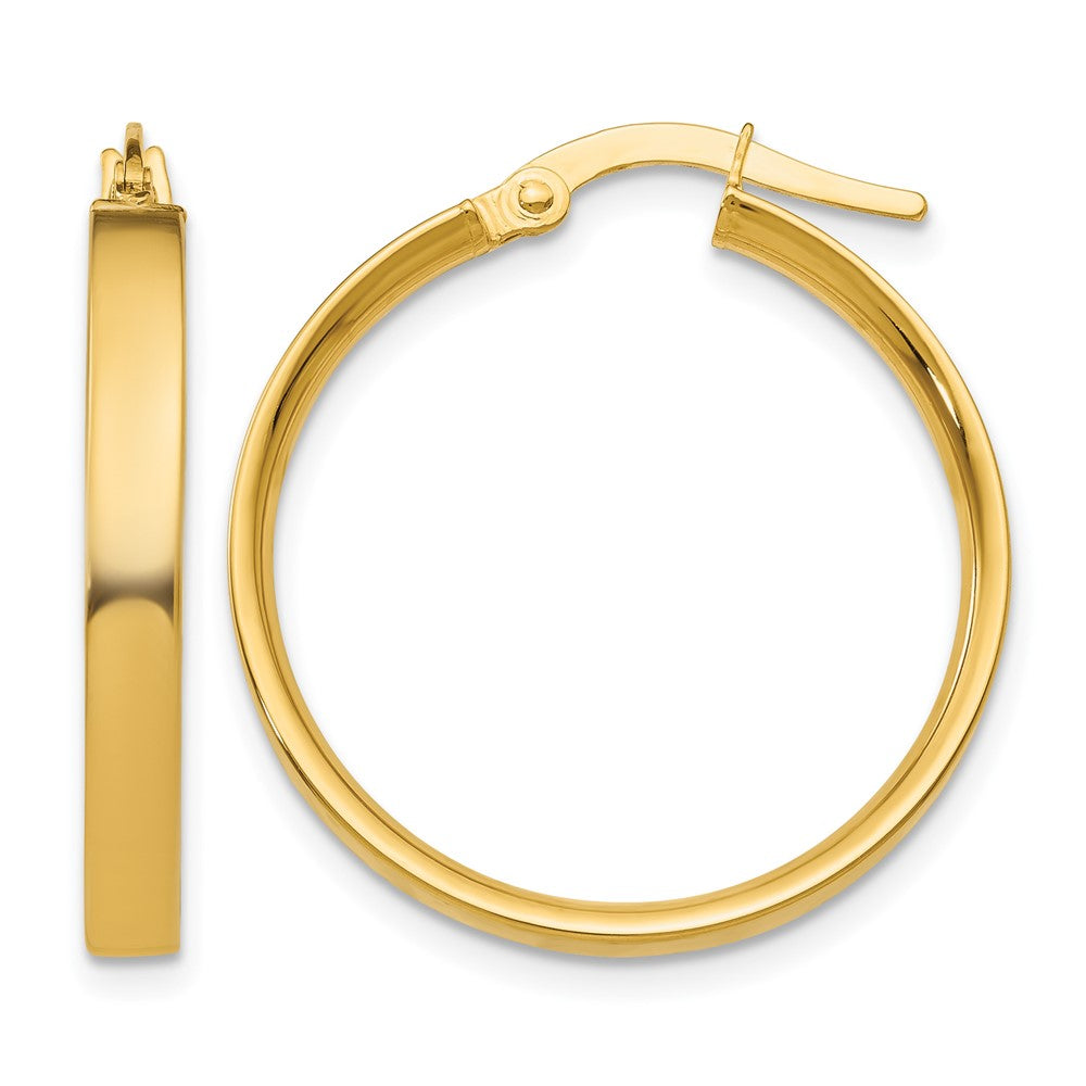 14K 3x25mm Tube Hoop Earrings, 21 x 3 mm