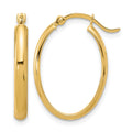 14K 3x23mm Oval Tube Hoop Earrings, 14 x 3 mm