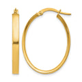 14K 3x30mm Oval Tube Hoop Earrings, 19 x 3 mm
