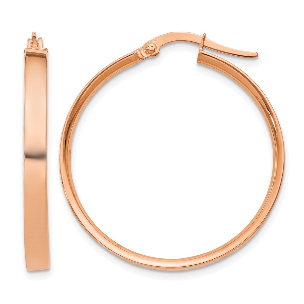14K Rose Gold 3x29mm Tube Hoop Earrings, 27 x 3 mm