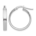 14K White Gold 3x16mm Tube Hoop Earrings, 16 x 3 mm
