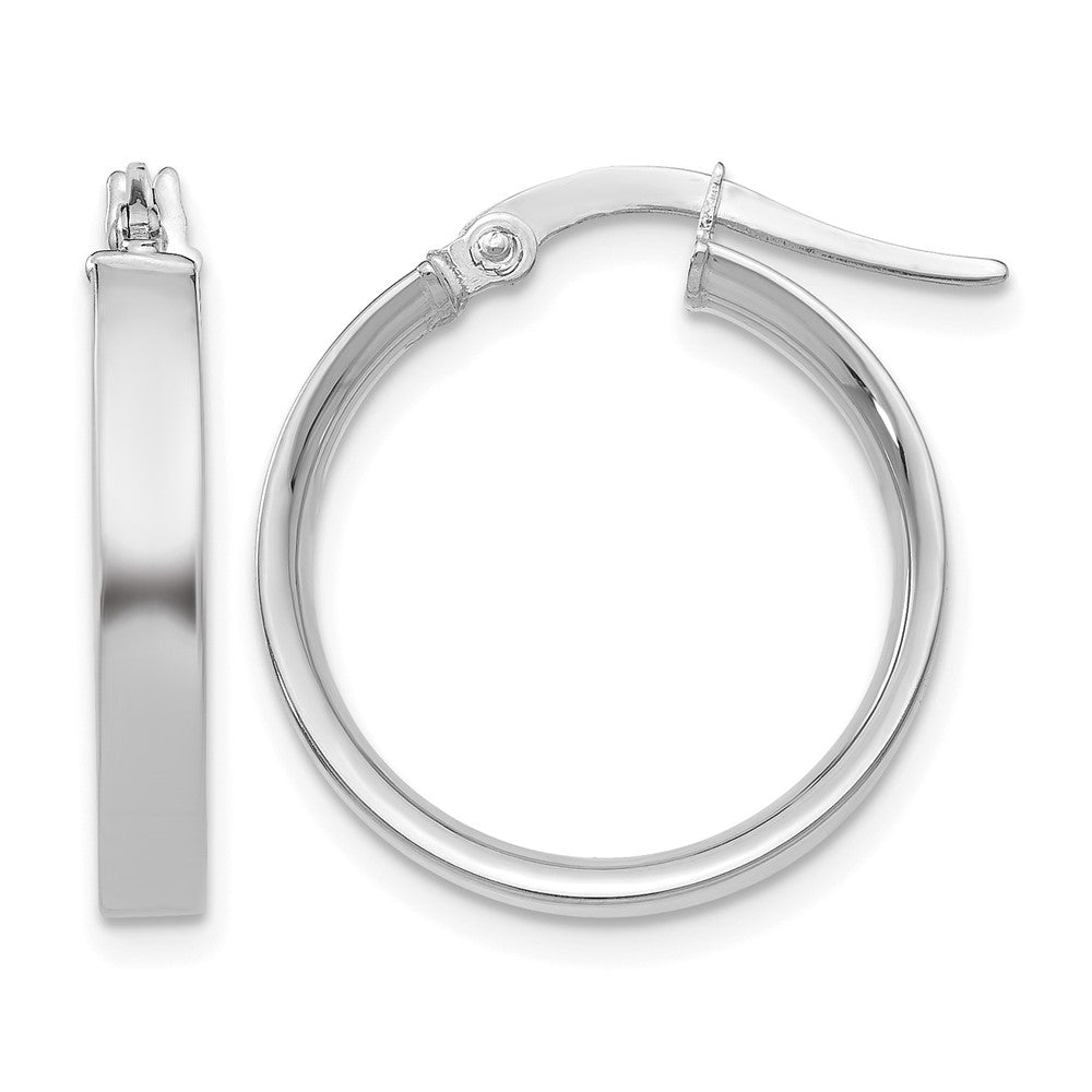 14K White Gold 3x16mm Tube Hoop Earrings, 16 x 3 mm