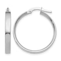 14K White Gold 3x25mm Tube Hoop Earrings, 21 x 3 mm
