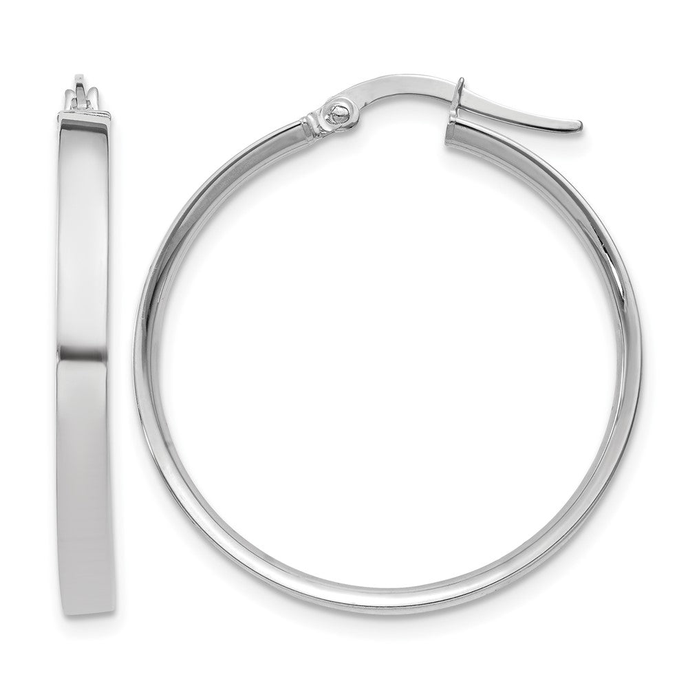 14K White Gold 3x29mm Tube Hoop Earrings, 27 x 3 mm