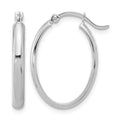 14K White Gold 3x23mm Oval Tube Hoop Earrings, 14 x 3 mm