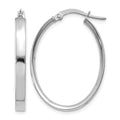 14K White Gold 3x30mm Oval Tube Hoop Earrings, 19 x 3 mm
