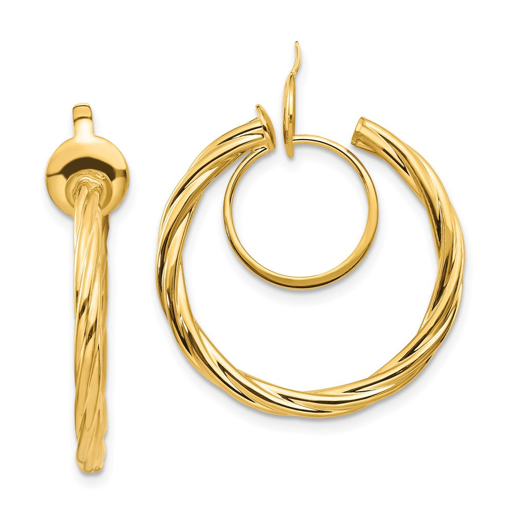14K 2.25x24mm Polished Twisted Tube Hoop Non-pierced Earrings, 24 x 2.25 mm