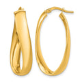 14k Twisted 6mm Oval Hoop Earrings, 14 x 6 mm
