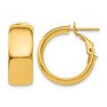 14k 8x20mm Polished Flat Tube Omega Back Hoop Earrings, 19.75 x 7.75 mm
