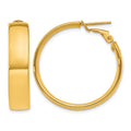 14k 7x30mm Polished Flat Tube Omega Back Hoop Earrings, 30 x 6.75 mm
