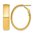 14k 7x28mm Polished Oval Omega Back Tube Hoop Earrings, 28 x 6.75 mm