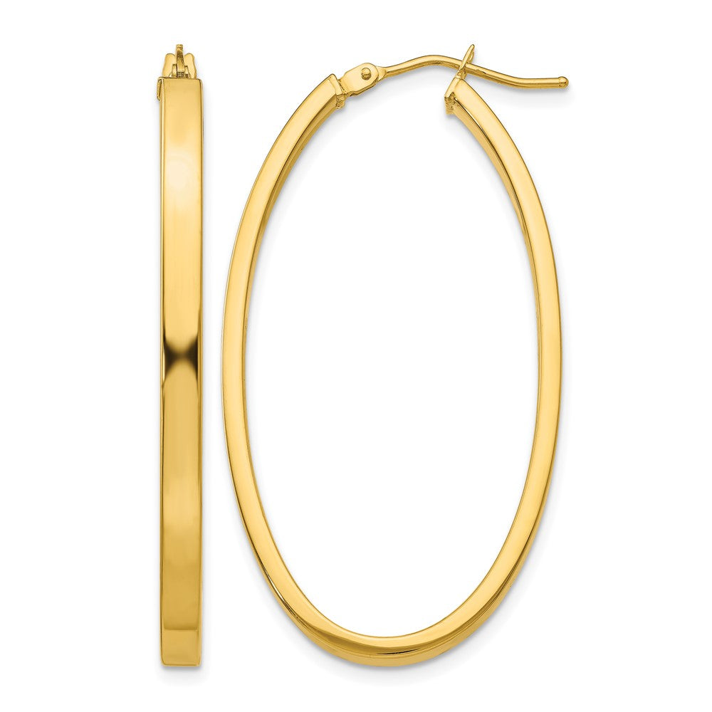 14k 3x42mm Polished Oval Tube Hoop Earrings, 23.5 x 3 mm